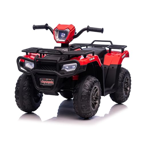 Lischwert Elektro Kinderquad, 12V Kinder Elektrische ATV mit LED-Scheinwerfern, Musik & Hupe, Elektroauto mit 4 rutschfeste Räder & langsamer Start, für Kinder 3–6 Jahre alt (Rot) von Lischwert