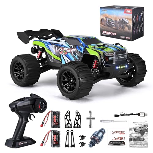 Lischwert Fahrzeug Amphibia Fernbedienung Auto,1:16 ferngesteuertes Auto,Allrad-Offroad-RC-Auto, 2 Akkus,40 Minuten Laufzeit,2,4GHz All Terrain Hochgeschwindigkeits RC-Crawler 60 km/h von Lischwert