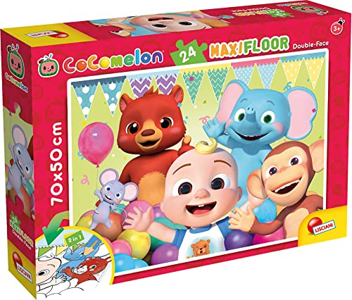 Lisciani – COCOMELON – Maxi-Puzzle für Kinder ab 3 Jahren, 24 Teile, 2-in-1, doppelseitig, Vorder-/Rückseite mit farbiger Rückseite – Fördert Kreativität und motorische Fähigkeiten von Liscianigiochi