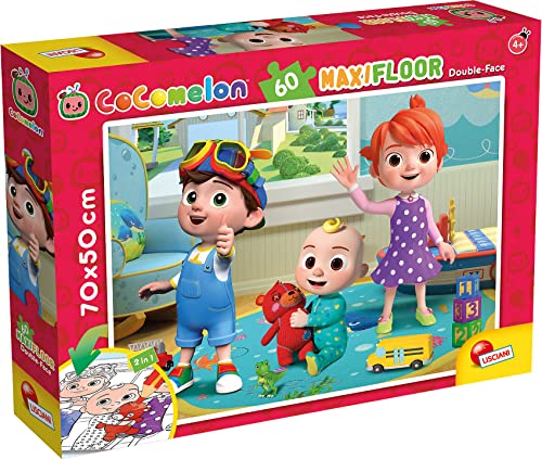 Lisciani – COCOMELON – Maxi-Puzzle 70 x 50 cm mit 60 Teilen – 2-in-1-Puzzle – doppelseitig mit Malrücken – für Kinder ab 3 Jahren – Marker zum Ausmalen im Lieferumfang enthalten von Lisciani Giochi