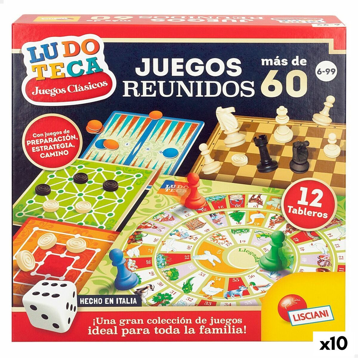 Tischspiel Lisciani Juegos reunidos ES 26 x 1 x 26 cm (10 Stück) von Lisciani