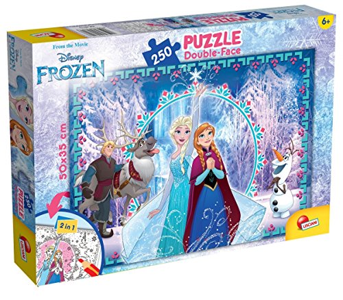 LISCIANI – DISNEY – Die Eiskönigin – Puzzle für Kinder ab 7 Jahren – 250 Teile – 2-in-1-Puzzle mit doppelseitiger Vorder-/Rückseite und Rückseite zum Ausmalen – Fördert Motorik und Kreativität von Liscianigiochi