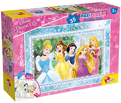 Lisciani 65325 Disney Puzzle 2 in 1 Doppelseitig Plus ( 50 x35 cm ) 35 Stück Prinzessinnen Aschenputtel, Schneewittchen, Rapunzel, Belle, Ariel die kleine Meerjungfrau, Dornröschen von Disney