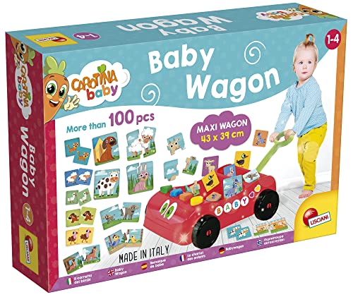 Lisciani – CAROTINA BABY - Kinderwagen – Set mit Lernspielen – Puzzles – Gedächtnis- und Formentwicklungsspiel – Anpassbarer Kinderwagen – Für Kinder von 1 bis 4 Jahren – Hergestellt in Italien von Liscianigiochi