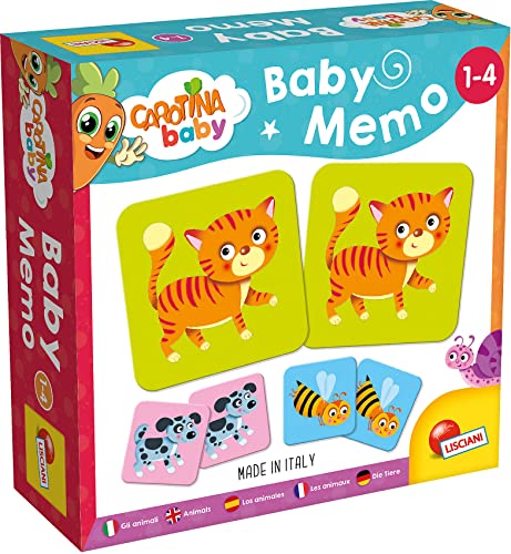 Lisciani - CAROTINA BABY - Baby Memo - Tiere - 24 Karten - Lernspiel für Kinder von 1 bis 4 Jahren - Pädagogisches Gesellschaftsspiel - Gedächtnis-und Denkspiel - Fördert Konzentration & Gedächtnis von Liscianigiochi