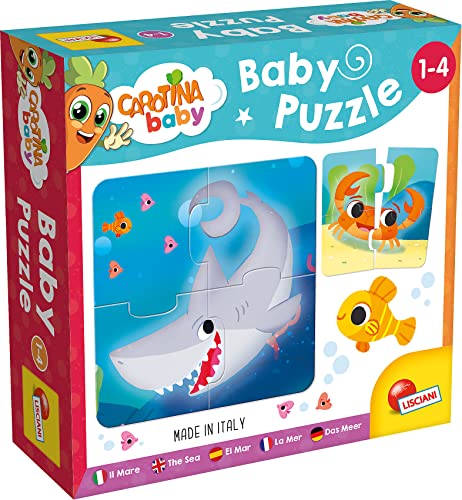 Lisciani - CAROTINA BABY - 6 Meerespuzzles - 4-teilige Puzzles - Bildungsspiel mit Meeresbewohnern - Spielerisches Lernen - Made in Italy - Für Kinder von 1 bis 4 Jahren von Liscianigiochi