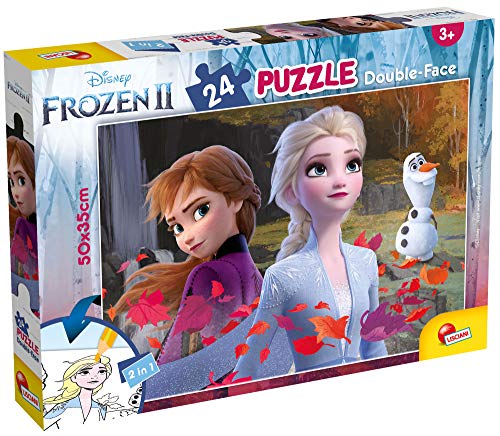 Lisciani 81295 Disney Frozen Italien 2 in 1: Doppel Gesicht. Färbe den Rest Plus Eiskönigin 2, Disney Doppelseitiges Puzzle 24 Stück Frozen 2 von Lisciani