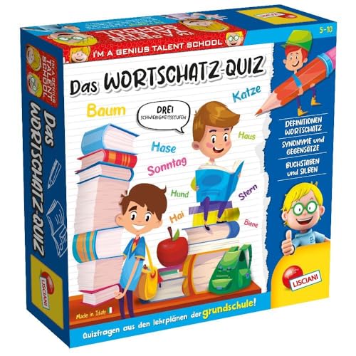 Lisciani - KLEINE GENIE- Das Wortschatz-Quiz - Lustiges Quizspiel Rund um Buchstaben und Wörterl - Großformat - Förderung von Wortschatz, Rechtschreibung ung Grammatik - Ab 5 Jahren von Liscianigiochi