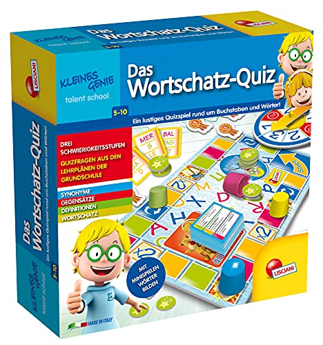 Lisciani - KLEINE GENIE- Das Wortschatz-Quiz - Lustiges Quizspiel Rund um Buchstaben und Wörterl - Großformat - Förderung von Wortschatz, Rechtschreibung ung Grammatik - Ab 5 Jahren von Liscianigiochi