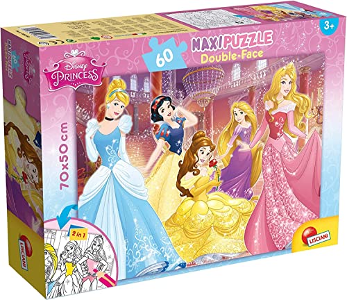 Lisciani De 2 Caras Coloreable Princesa, Piezas 48250 Puzzle 2 in 1 doppelseitig 60 Stück Prinzessinnen von Disney