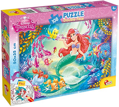 Lisciani - Disney Puzzle Ariel - Rekreieren und Kolorieren Sie die Szenen Ihrer Lieblingsboxen - Ab 7 Jahren - GROSSFORMAT-PUZZLE mit 108 Teilen - fördert die Geschicklichkeit von Disney