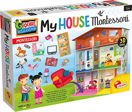 Liscianigiochi EX72477 Giocare Educare Montessori, Maxi Wörter (L6), 3D-Puzzle MEIN HAUS, Einheitsgröße von Liscianigiochi