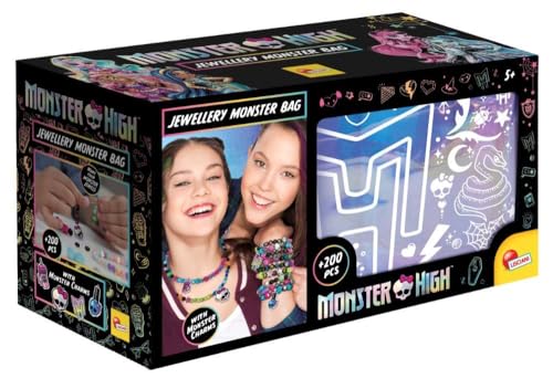 Lisciani - MONSTER HIGH - SCHMUCKTASCHE für Kinder ab 5 Jahren - Schmuckherstellungsset mit glitzernder Aufbewahrungstasche - Erstellen Sie Halsketten und Armbänder mit Perlen und Zubehör inklusive von LISCIANI