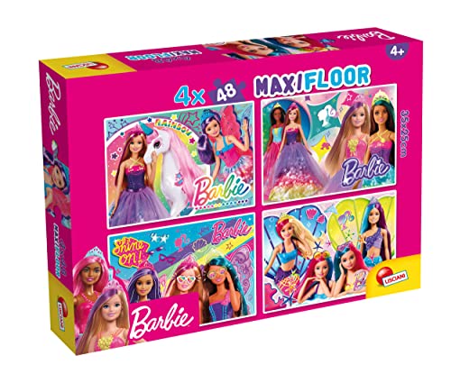 Lisciani - BARBIE - Puzzle Maxifloor - 4 Puzzles von 48 Teilen - Für Kinder ab 4 Jahren - 35x25 cm - 192 Teile - Puzzle - Gesellschaftsspiel - Educative Spiel - Hergestellt in Italien von Liscianigiochi