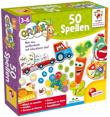 Liscianigiochi LISCIANI - 50 Spiele Koffer - Sprechen Stift - Elektronische Lernspiele - Zahlen, Formen Und Farben - Für Kinder von 3 bis 6 Jahren - Carotina von Liscianigiochi