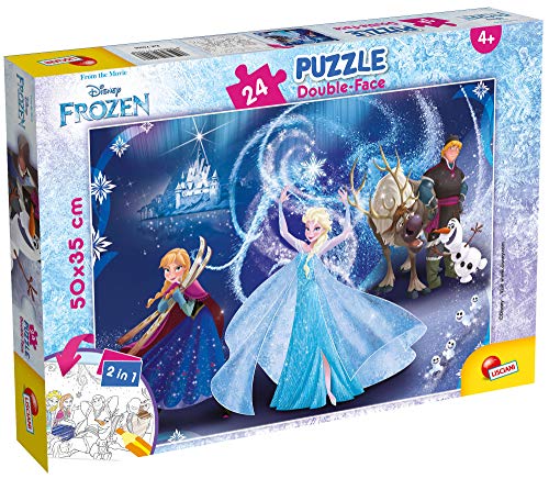 LISCIANI – DISNEY Puzzle Frozen - Die Eiskönigin – 24 Teile – 50 x 35 cm – Doppelseitiges 2-in-1-Puzzle – Rückseite zum Ausmalen – Fördert Kreativität - Mehrfarbig – hergestellt in Italien von Liscianigiochi