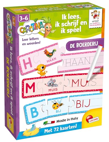 LISCIANI - Ich lese, Ich Schreibe und Ich Spiele - Lernen Sie die Buchstaben und Worte des Bauernhofs - Lernspiel - Für Kinder von 3 bis 6 Jahren - Carotina von Liscianigiochi