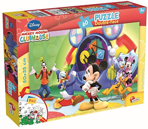 Lisciani – DISNEY – Mickey-Mouse-Puzzle – 60-teiliges Puzzle – doppelseitig – Rückseite zum Ausmalen – Lernspiel – fördert Koordination und Beobachtung – fördert Kreativität – ab 4 Jahren von Disney