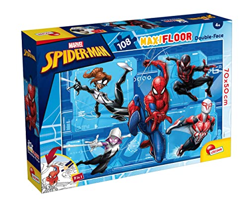 Liscianigiochi 99764 Marvel DF, Doppelseitiges Puzzle MAXIFLOOR 108 Spiderman von Liscianigiochi