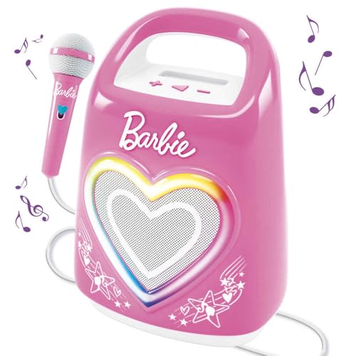 Lisciani 104475 Barbie Karaoke-Set Mikrofon-Bluetooth Lautsprecher-Pink-Inklusive Smartphone-Konnektivität-Lichteffekte-Musik und Party-Kinder ab 4 Jahren, Multi von Liscianigiochi