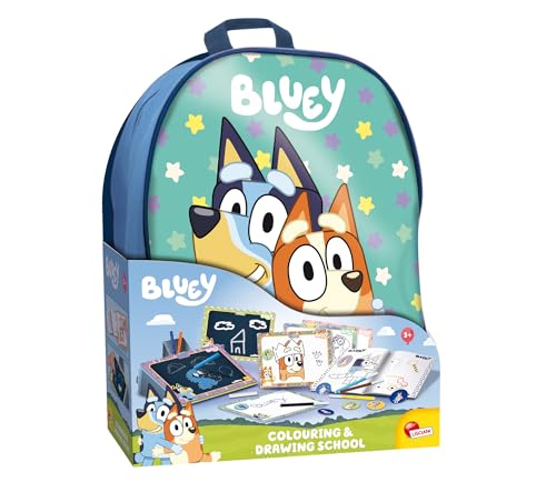 Lisciani - Bluey - Mal und Zeichenschule - Rucksack mit Kreativ-Set - 4 schwarze Tafeln und Aufkleber - Bereit für Abenteuer - Ab 3 Jahren - Hergestellt in Italien von Liscianigiochi