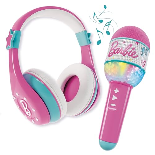 Lisciani - BARBIE Sound Your Style Microphone & Headphones - Bluetooth Kopfhörer & Mikrofon mit Lautsprecher - Karaoke-Set für Kinder - Musik - Smartphone-Konnektivität - Lichteffekt - Ab 4 Jahren von Liscianigiochi