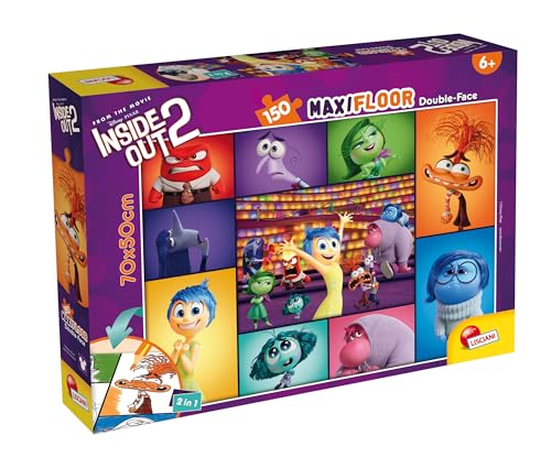 Lisciani - DISNEY ALLES STEHT KOPF 2 - Puzzle 150 Teile - Für Kinder Ab 6 Jahren - Maxifloor Doppelseitiges Puzzle - 35x25cm - Rückseite zum Ausmalen - Pädagogisches & Lustiges - INSIDE OUT 2 von Liscianigiochi