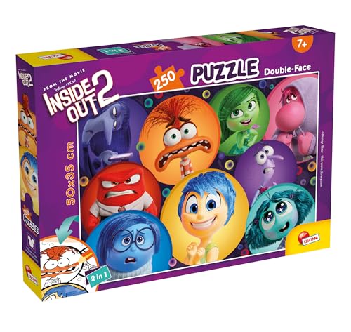 Lisciani - DISNEY ALLES STEHT KOPF 2 - Puzzle 250 Teile - Für Kinder Ab 7 Jahren - Maxi Doppelseitiges Puzzle - 50x35cm - Rückseite zum Ausmalen - INSIDE OUT 2 - Malspaß - 2 in 1 von Liscianigiochi