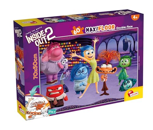 Lisciani - DISNEY ALLES STEHT KOPF 2 - Puzzle 60 Teile - Für Kinder Ab 4 Jahren - Maxi Doppelseitiges Puzzle - 35x25cm - Rückseite zum Ausmalen - Spaßiges & Kreatives Spiel - INSIDE OUT 2 von Liscianigiochi