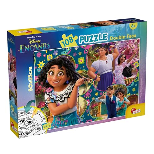 Lisciani - DISNEY ENCANTO Puzzle - 108 Teile - Für Kinder ab 6 Jahren - 35x50cm - Puzzle mit doppelseitiger Malfläche mit Mirabel und der Familie Madrigal - Entwickelt Reflexion und Geschicklichkeit von Liscianigiochi