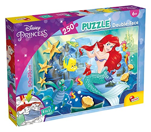 Lisciani - DISNEY Puzzle Ariel - Rekreieren und Kolorieren Sie die Szenen Ihrer Lieblingsboxen - Ab 7 Jahren - GROSSFORMAT-PUZZLE mit 250 Teilen - fördert die Geschicklichkeit von Liscianigiochi