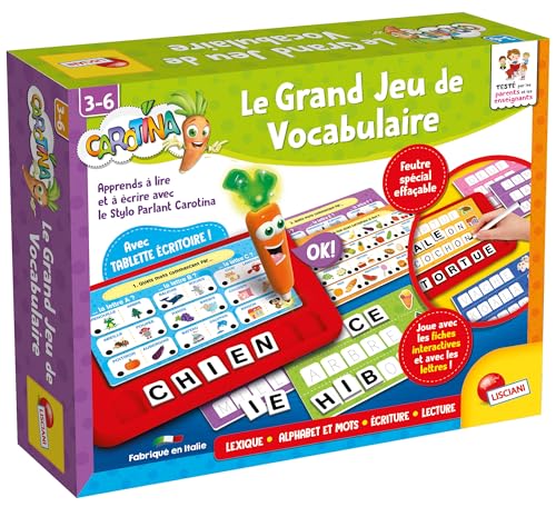 Lisciani – Carotina – sprechender Stift: Das große Vokabularspiel – Lernspiel – Mehrfarbig – bereichert den Vokabular – Sprachinteraktion – ab 3 bis 6 Jahren – hergestellt in Italien von Liscianigiochi