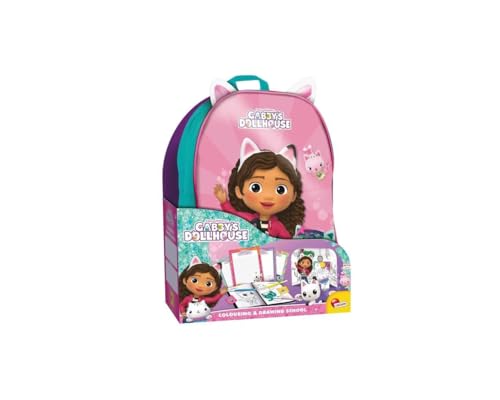 Lisciani - GABBY'S DOLLHOUSE - Schulrucksack Zeichnen & Malen - Für Kinder ab 4 Jahren - Mit Filzstiften, Buntstiften und Ausmalbildern - Manuelle Aktivität Gabby's Dollhouse von Liscianigiochi