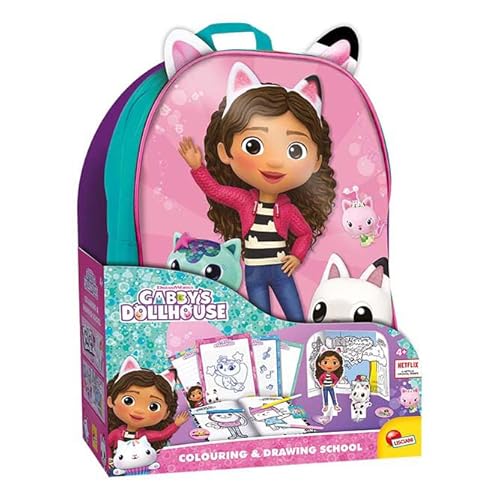 Lisciani - GABBY'S DOLLHOUSE - Schulrucksack Zeichnen & Malen - Für Kinder ab 4 Jahren - Mit Filzstiften, Buntstiften und Ausmalbildern - Manuelle Aktivität Gabby's Dollhouse von Liscianigiochi