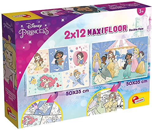 Liscianigiochi 86566 Disney Supermaxi 2 x 12 Princess Puzzle für Kinder, Mehrfarbig von Liscianigiochi