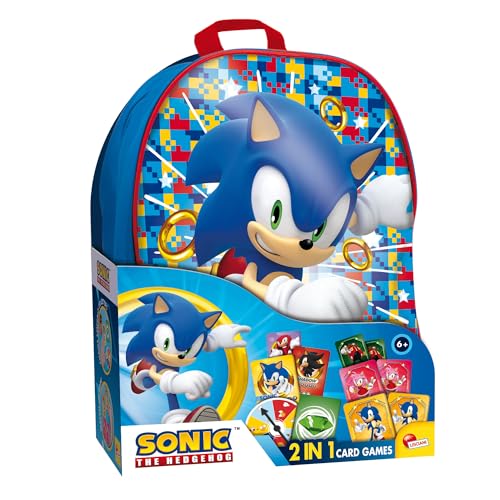 Lisciani - SONIC - Rucksack-Set mit 2-in-1 Sonic Kartenspielen - Reisespiele für Kinder ab 6 Jahren - 2 verschiedene Spiele zum Spielen in der Schule - 2 Spieler und mehr - Hergestellt in Italien von Liscianigiochi