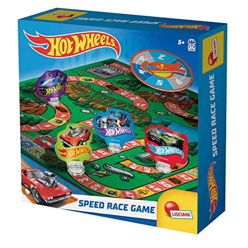 Lisciani - HOT WHEELS Speed Race Spiel - Das klassische Rennspiel für Kinder ab 5 Jahren - Gesellschaftsspiel für 2 bis 4 Spieler - Fördert Gedächtnis, Logik und einfache Rechenfähigkeiten von Liscianigiochi