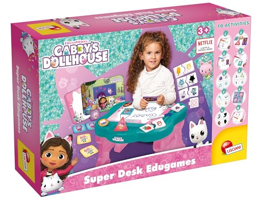 Lisciani - Gabby und das Zauberschloss - Interaktiver Lernschreibtisch für Kinder ab 2 Jarren- Über 10 Bildungsspiele - Sensorische und logische Förderung -Gabby's Dollhouse- Made in Italy von Lisciani