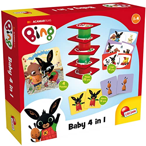 Liscianigiochi - Bing Baby 4 IN 1 - Bildungsspiele-Set - Entwickelt das Denken, die Feinmotorik und das Gedächtnis - Für Kinder ab 3 Jahren - 4 Puzzles, 16 Kacheln, 8 Notenpaare von Liscianigiochi