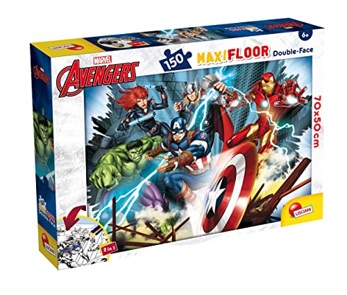 Liscianigiochi 100392 Marvel DF, Doppelseitiges Puzzle MAXIFLOOR 150 Avengers von Liscianigiochi