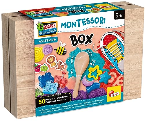 Lisciani - MONTESSORI - Arbeitsbox aus Holz - Für Kinder von 3 bis 6 Jahren - Bildungs und Lernspiele - 50 Aktivitäten - Labor - Sensorische Experimente - Materialien von Liscianigiochi