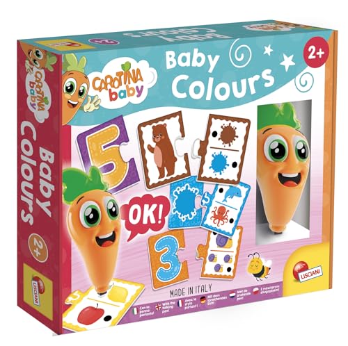 Lisciani - CAROTINA BABY - Baby Farben Interaktives Lernspiel mit Carotina Sprechstift - Für Kinder ab 2 Jahren - 10 Puzzles à 2 Teile - Interaktives Quiz Farben und Zahlen lernen von Liscianigiochi