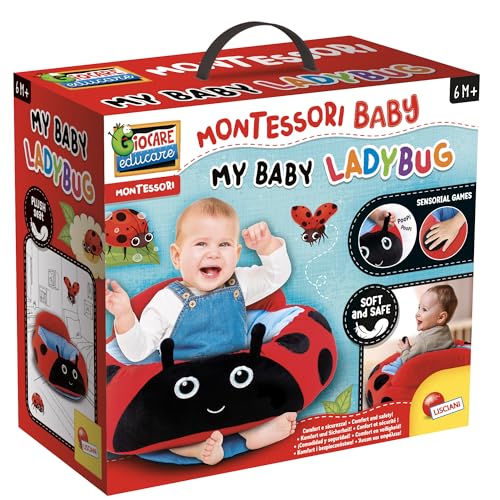 Lisciani - MONTESSORI BABY - Mein Baby Marienkäfer - Weiches und interaktives Plüschtier ab 6 Monaten - Baby Lernspielzeug - Verschiedene Materialien und Farben - Feinmotorik-Spielzeug von Liscianigiochi