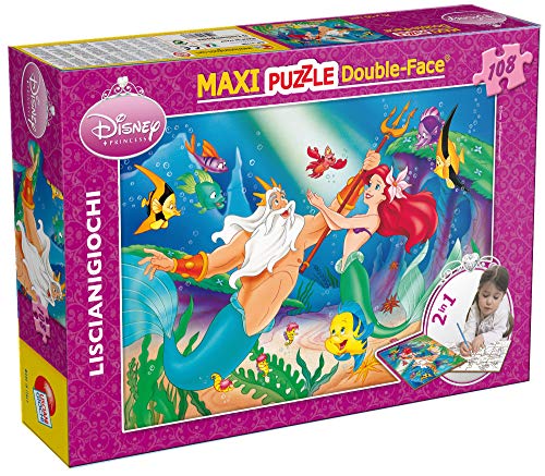 Liscianigiochi 31788 Puzzle 2 in 1 doppelseitig Supermaxi 108 Stück Arielle, die Meerjungfrau - Disney von Liscianigiochi