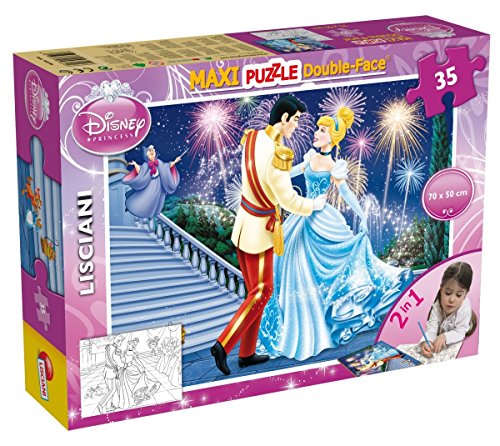 Liscianigiochi 46546 Disney Princess Maxipuzzle Doubleface, Prinzessin Cinderella Puzzle 35 Teile von Liscianigiochi