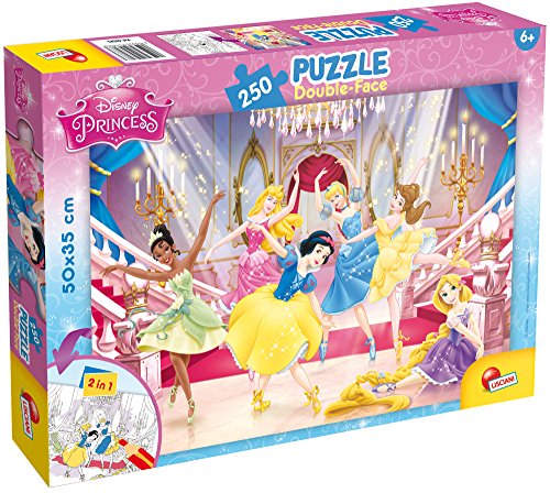 Lisciani -Puzzle Disney Prinzessinnen 2 in 1-250 Teile - Maxi Puzzle 50 x 35 cm - Doppelseitig mit Rückseite zum Ausmalen -Für Kinder ab 6 Jahren - Mit Stiften zum Ausmalen - Hergestellt in Italien von Liscianigiochi