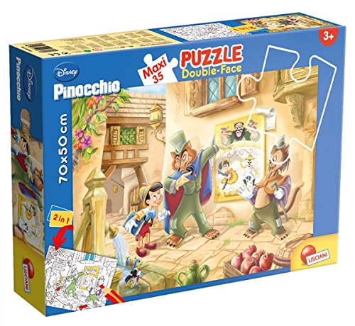 Liscianigiochi 48182 Pinocchio Disney Maxipuzzle Doubleface Puzzle 35 Teile von Liscianigiochi