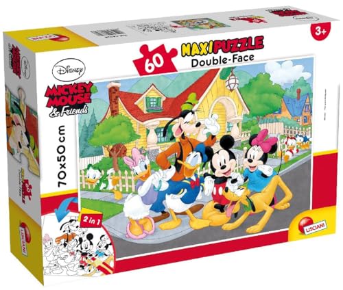 Liscianigiochi 66728 Mickey Mouse & Friends Maxipuzzle doppelseitig 60, Mehrfarbig von Disney