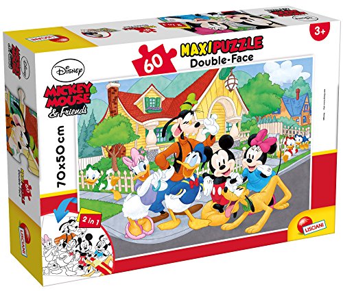 Liscianigiochi 66728 Mickey Mouse & Friends Maxipuzzle doppelseitig 60, Mehrfarbig von Disney