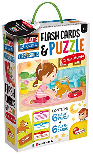 Liscianigiochi 72682 Spielen Erziehen, Leben Fähigkeiten Animali Baby Puzzle und Flash-Karten Meine Welt, Mehrfarbig von Liscianigiochi